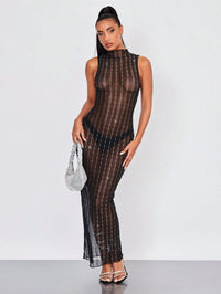Rhinestone Sheer Club Dress