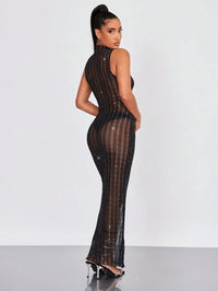 Rhinestone Sheer Club Dress