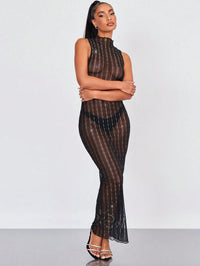 Rhinestone Sheer Club Dress