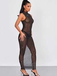 Rhinestone Sheer Club Dress