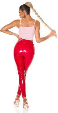 SEXY PAPERBAG LATEXLOOK PANTS RED