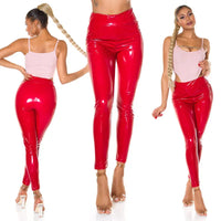 SEXY PAPERBAG LATEXLOOK PANTS RED