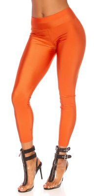 Sexy Metallic-Look Leggings Orange