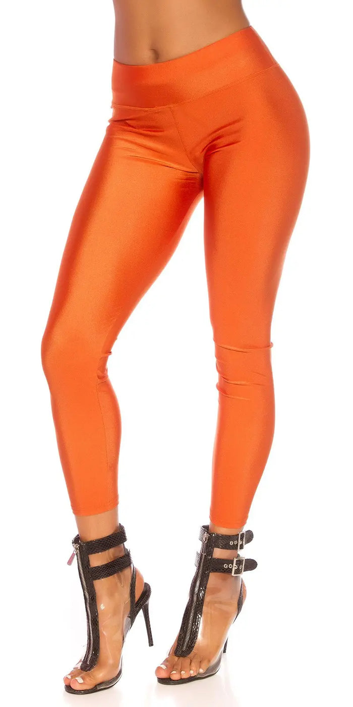 Sexy Metallic-Look Leggings Orange