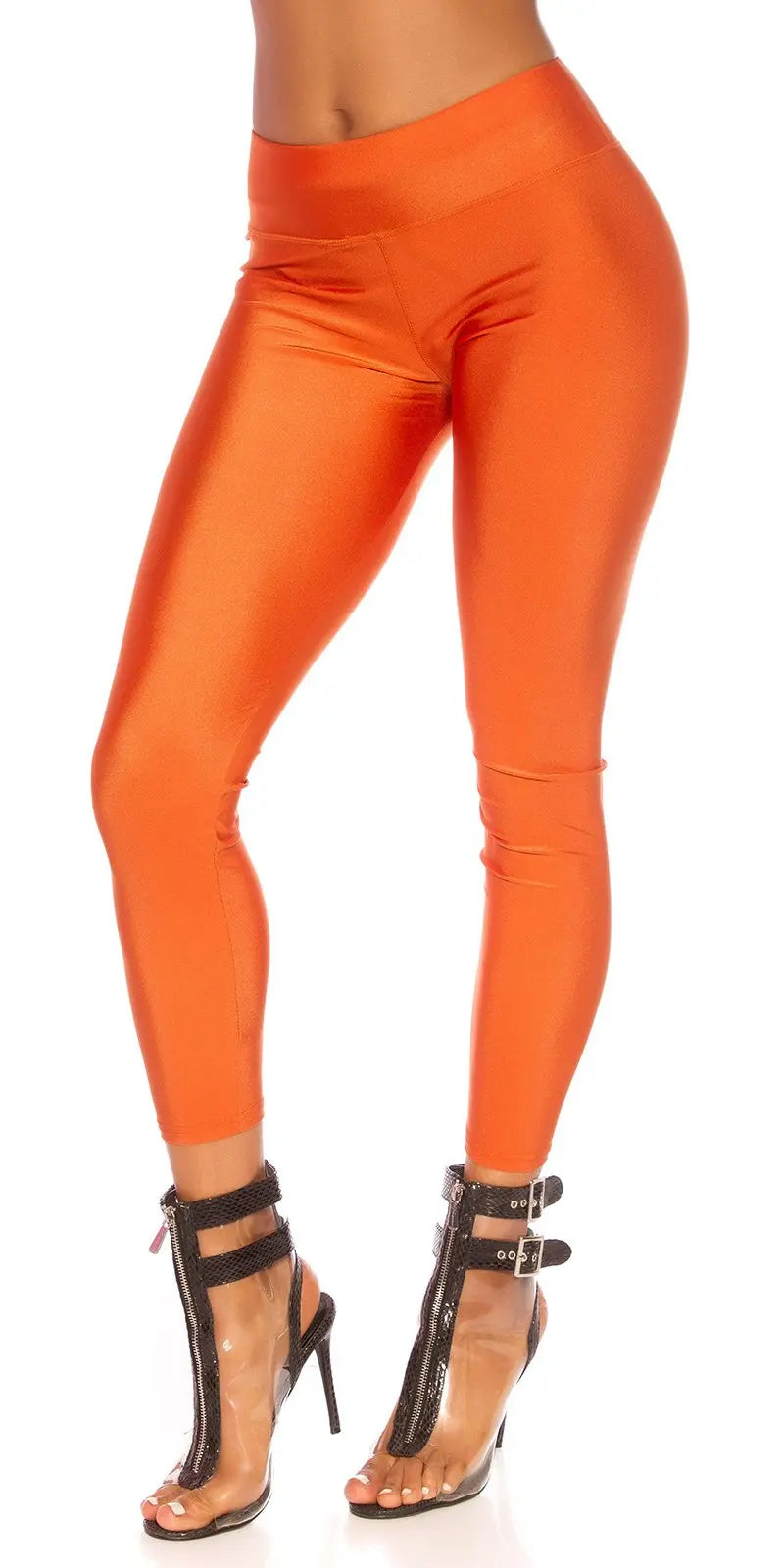 Sexy Metallic-Look Leggings Orange