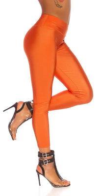 Sexy Metallic-Look Leggings Orange