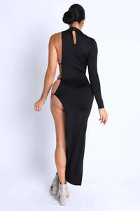 Strap Detailed Asymmetric Maxi Dress