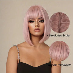 35.56 Cm Long Straight Light Pink Wigs