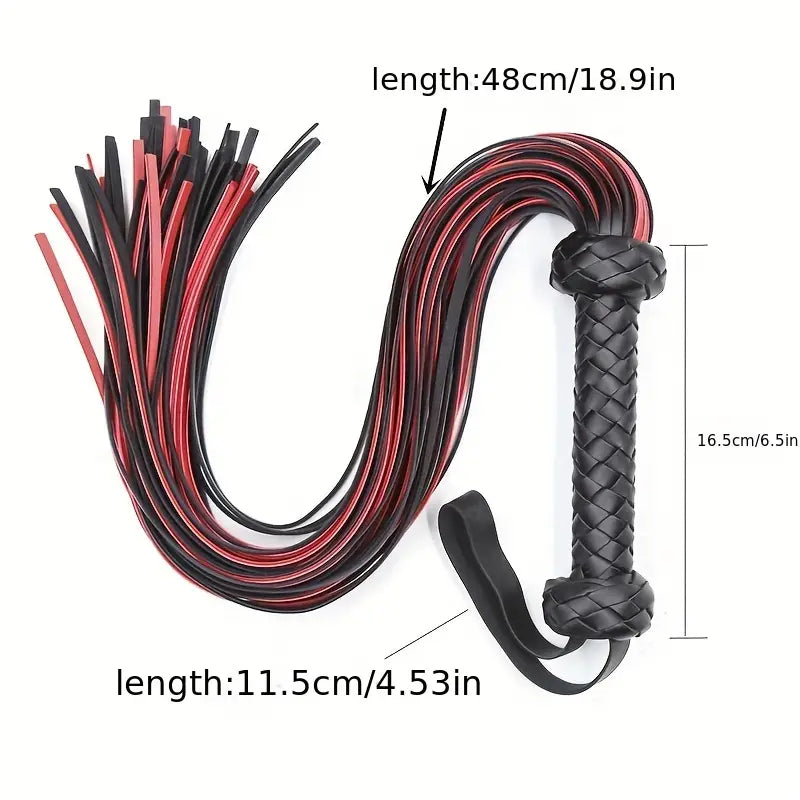 Pu Leather Black & Red Leather Whip P&A Boutique