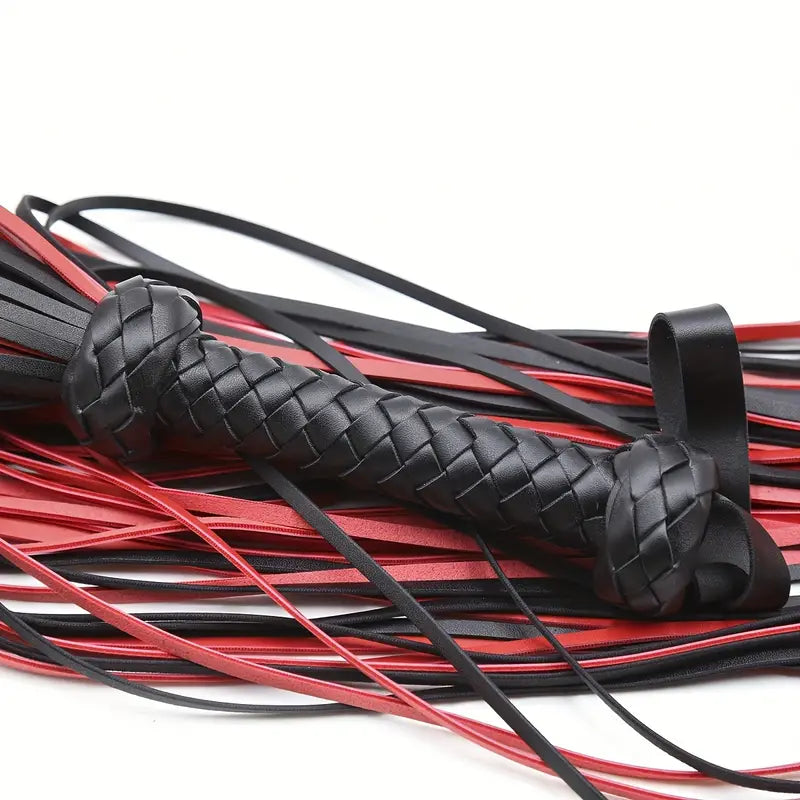 Pu Leather Black & Red Leather Whip P&A Boutique