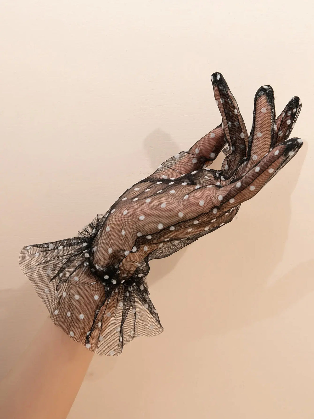 Polka Dot  Gloves Black/White