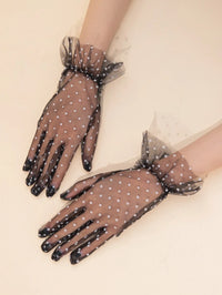 Polka Dot  Gloves Black/White