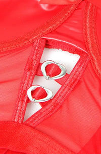 YesX YX891 Red Faux Leather Look & Mesh