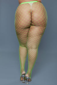 2303 Can't Back Down Pantyhose Neon Green: Neon Green / Q