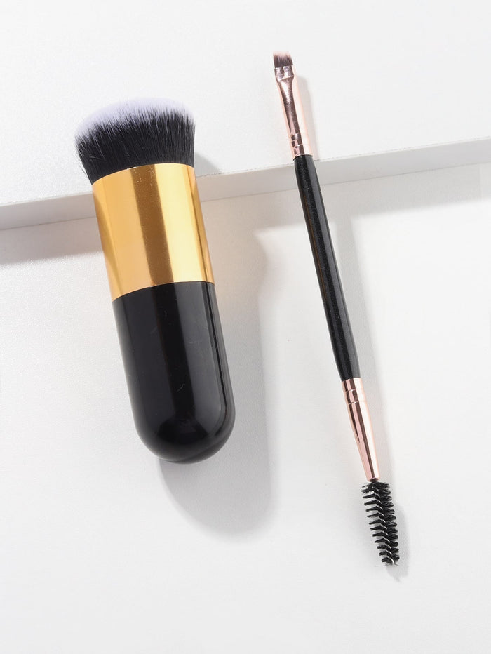 1pc Foundation Brush & 1pc Double-ended Eyebrow Brush SEXY DRESS OUTLET