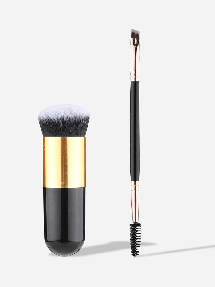 1pc Foundation Brush & 1pc Double-ended Eyebrow Brush SEXY DRESS OUTLET
