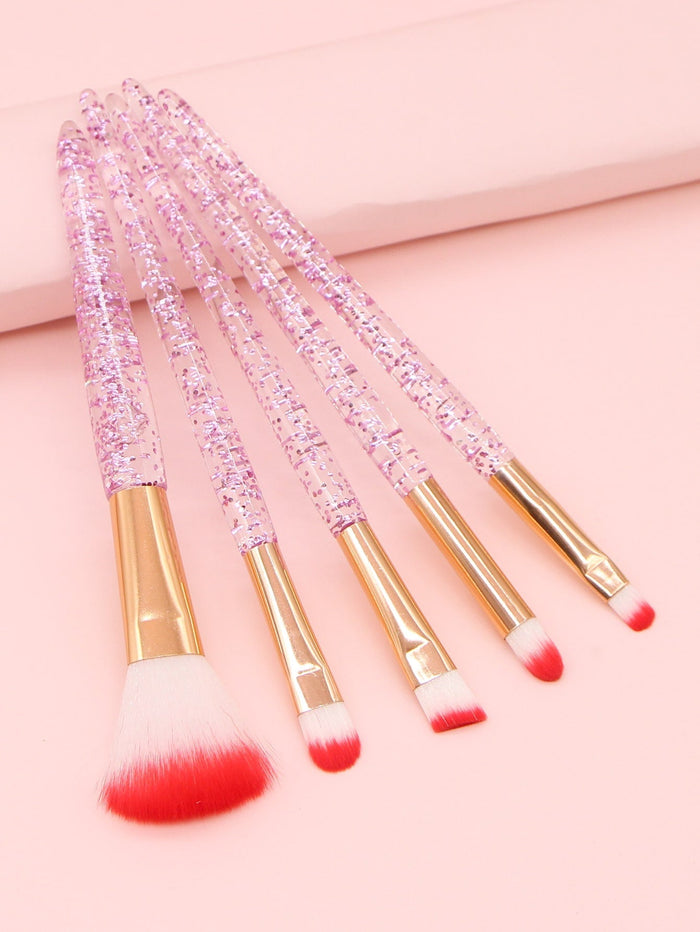 5pcs Glitter Handle Makeup Brush Set & 1pc Storage Bag SEXY DRESS OUTLET