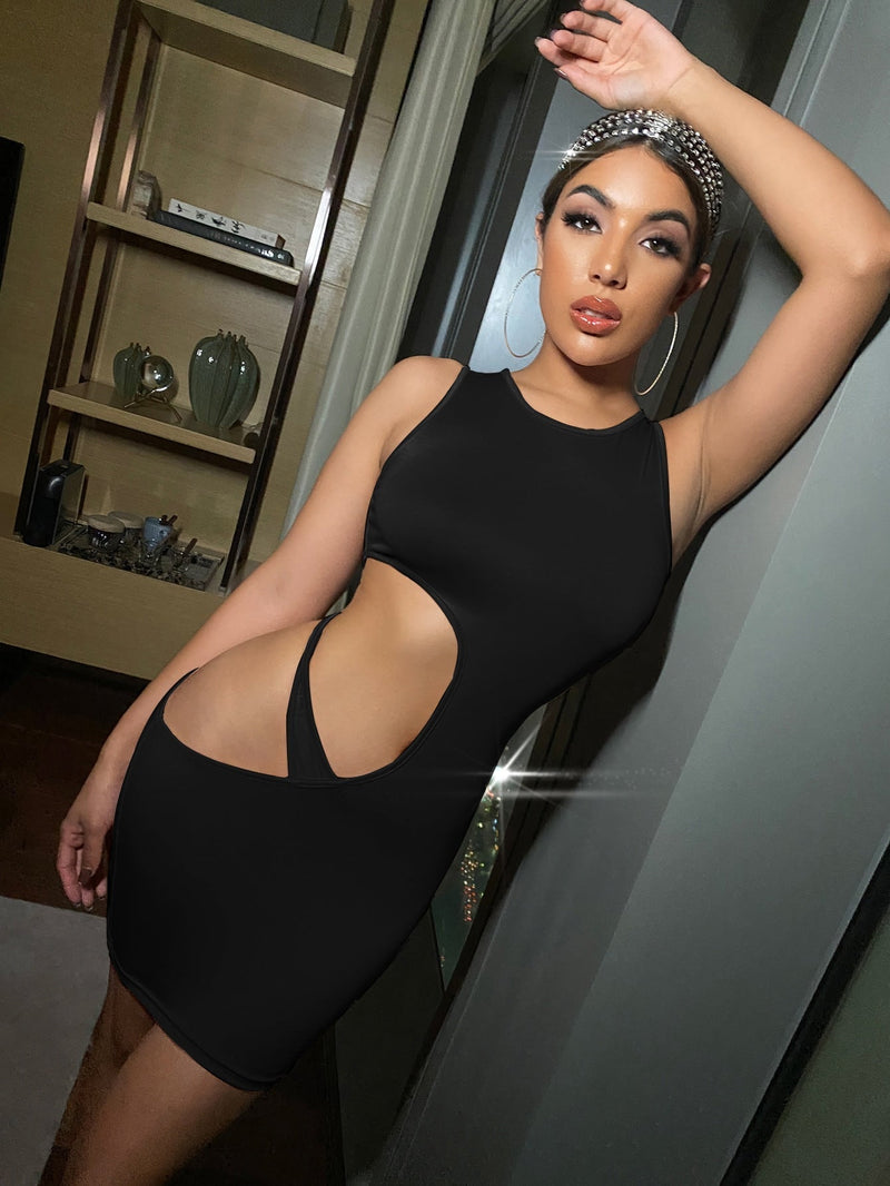 Cut Out Side Bodycon Dress SEXY DRESS OUTLET