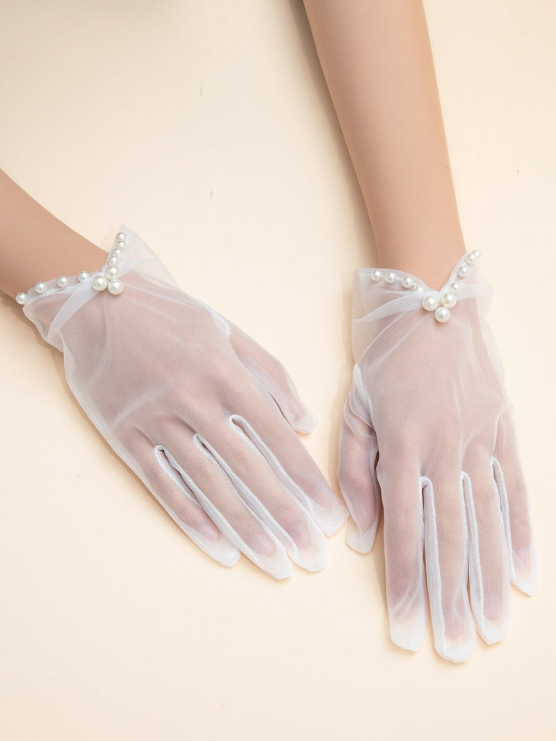 Faux Pearl Bridal Gloves SEXY DRESS OUTLET