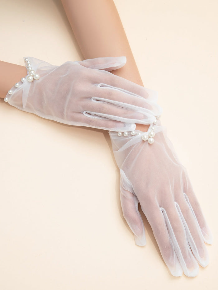 Faux Pearl Bridal Gloves SEXY DRESS OUTLET