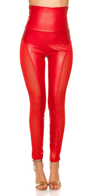 High waist Leggings with Insight  Red SEXY DRESS OUTLET