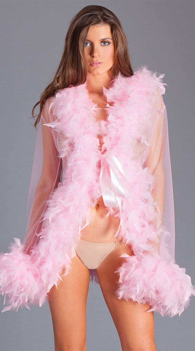 Lux Robe with feather trim SEXY DRESS OUTLET