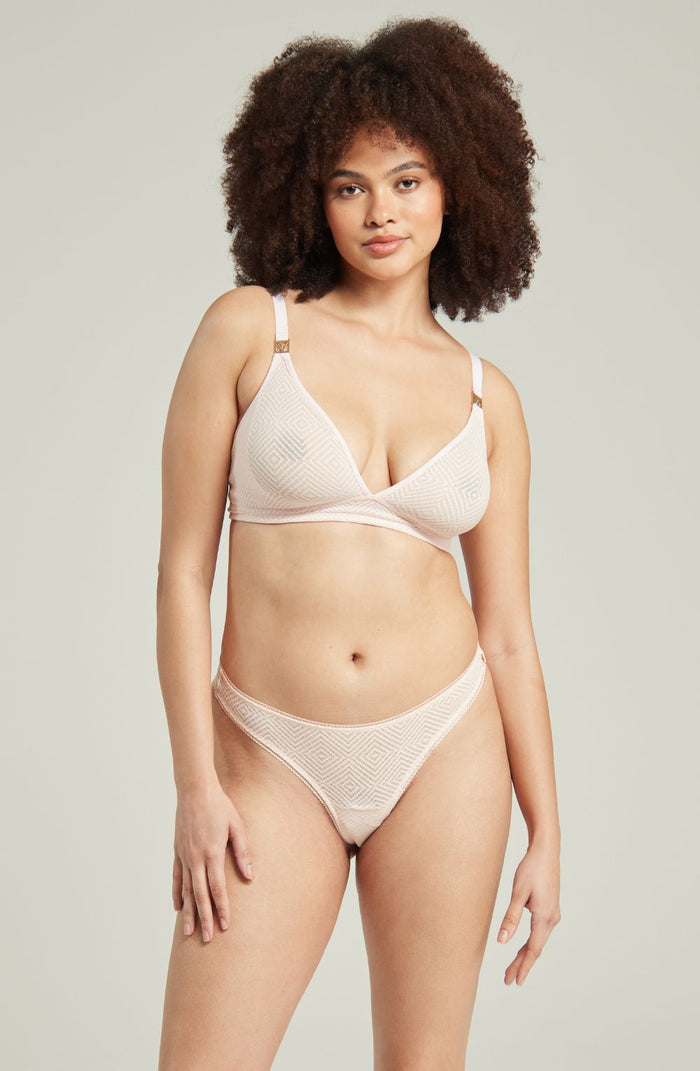 The Sheer Deco Barely There Thong Blush Pink