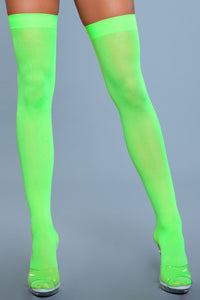 Opaque Nylon Thigh Highs Neon Green SEXY DRESS OUTLET