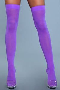 Opaque Nylon Thigh Highs Purple SEXY DRESS OUTLET
