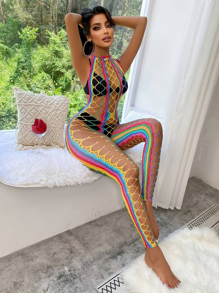 Sexy Rainbow Fishnet Bodystocking Sexy Dress Outlet