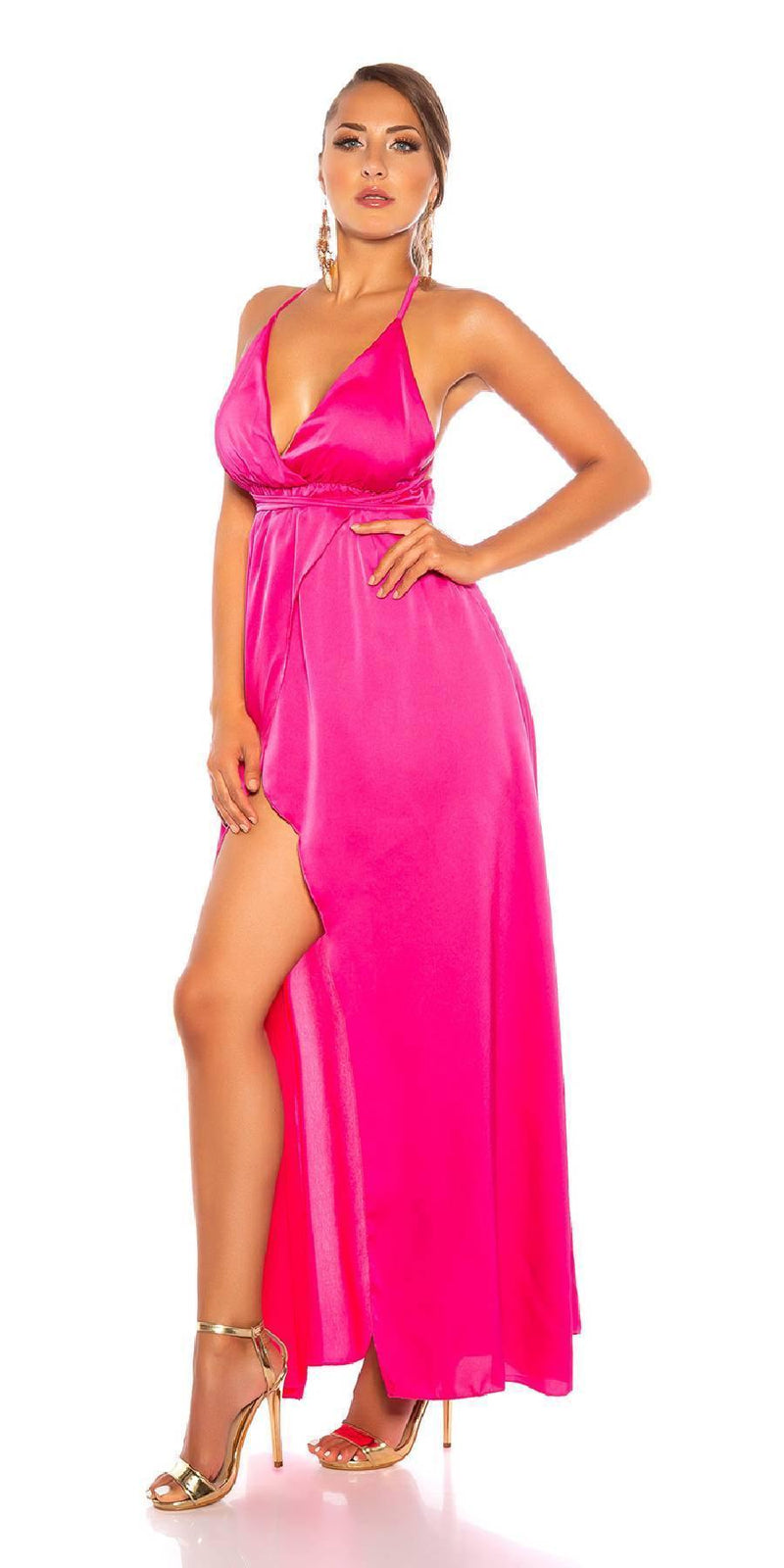 Sexy Satin-Look Maxi dress back free Pink Sexy Dress Outlet