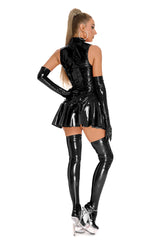 Sleeveless Latex Club Mini Dress Black Sexy Dress Outlet