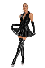 Sleeveless Latex Club Mini Dress Black Sexy Dress Outlet