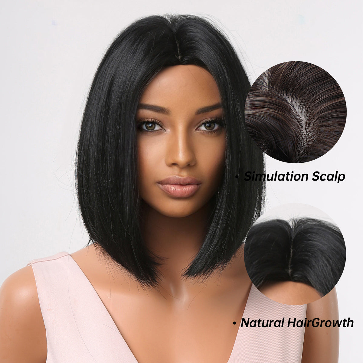 Short Bob Black Synthetic Wig UNDINE TRESS