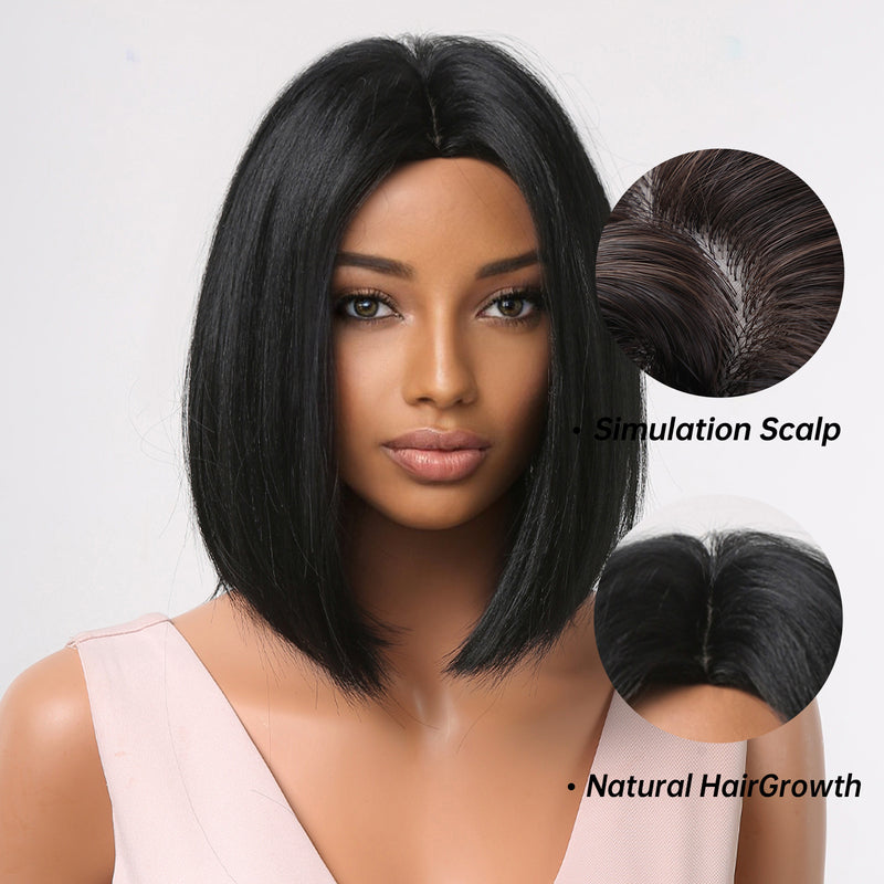 Short Bob Black Synthetic Wig UNDINE TRESS